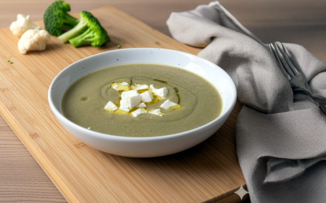 Crema de brócoli y coliflor ALSUR con toque de feta
