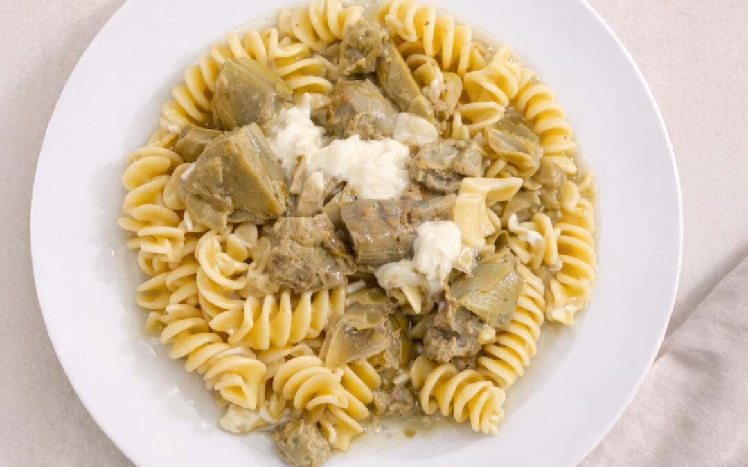 Pasta con alcachofas ALSUR y mozzarella